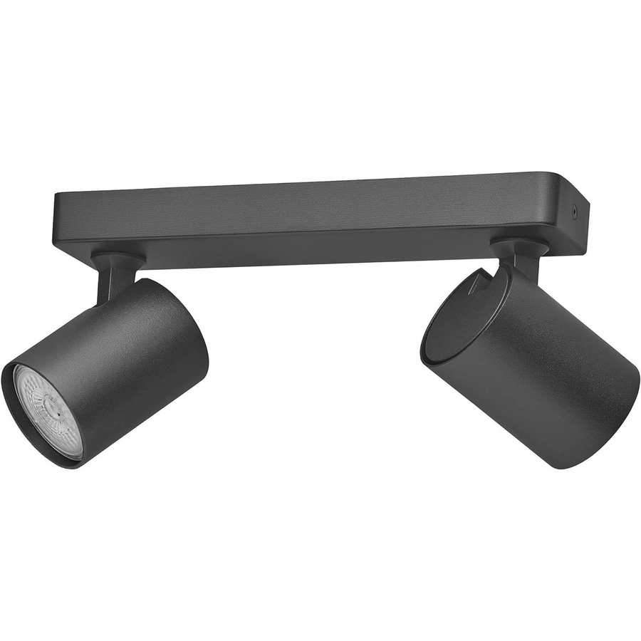 Oktaplex Bora Alu Spotbalken Schwarz, 2-flammige Deckenleuchte mit 2 schwenkbaren GU10 LED-Leuchtmitteln, 3-stufig dimmbar, Warmweiß - Bild 2