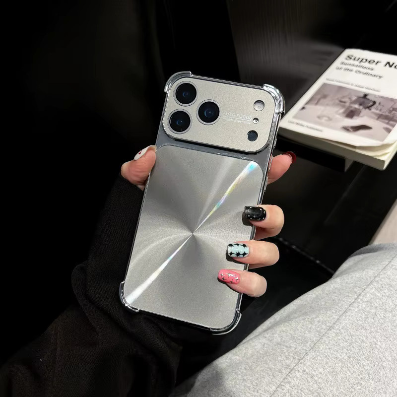 Stoßfeste Schutzhülle mit CD-Textur und Kameraglas für Apple iPhone 17, 16, 15, 14, 13 Pro Max Plus in Weiß - Bild 2