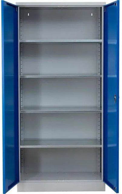 PROREGAL Flügeltürenschrank Ferret mit 4 Fachböden, verzinkt, Grau-Enzianblau, H x B x T: 195 x 120 x 50 cm - Bild 1
