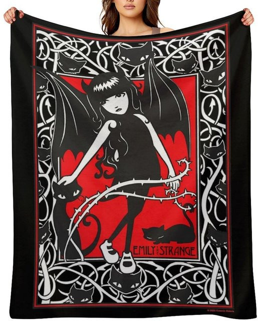 ROKKI Vintage Emily Anime Überwurfdecke mit Karomuster in Rot und Multicolour, B/T: 76,2 x 76,2 cm - Bild 1