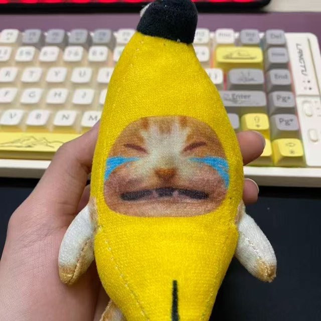 Yiran toy Banane Katze Puppe Anhänger, mit Sound, Gelb, ab 14 Jahren - Bild 1