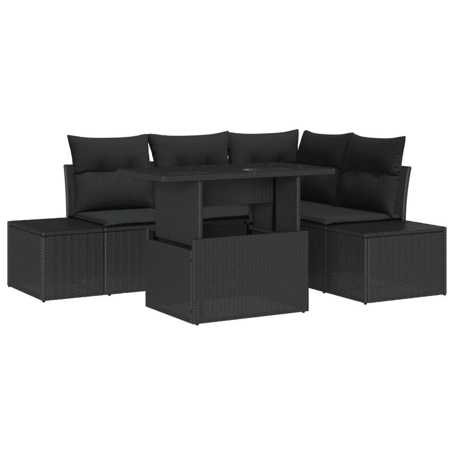 vidaXL Garten-Sofa-Set aus Poly Rattan in Schwarz mit integriertem Speicher, 5-teilig - Bild 2