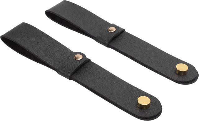 2 Stück ZuiyouSports1 Gardinenstangenhalter aus PU-Leder in Schwarz inklusive Gurten, Schrauben und Wanddübeln - Bild 1