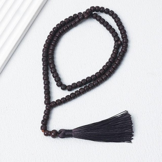 Tasbih Islamische Gebetsperlen, schwarz, 99 Perlen, 6x8mm, Unisex - Bild 1