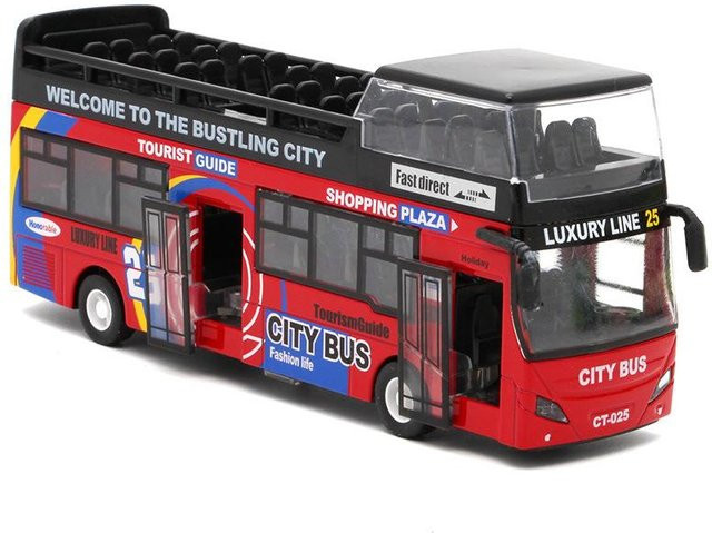 Linyi toy car Doppeldecker Sightseeing Bus, Spielzeug Auto Modell, 1:32 Maßstab, mit Licht und Ton, ab 4 Jahren - Bild 1