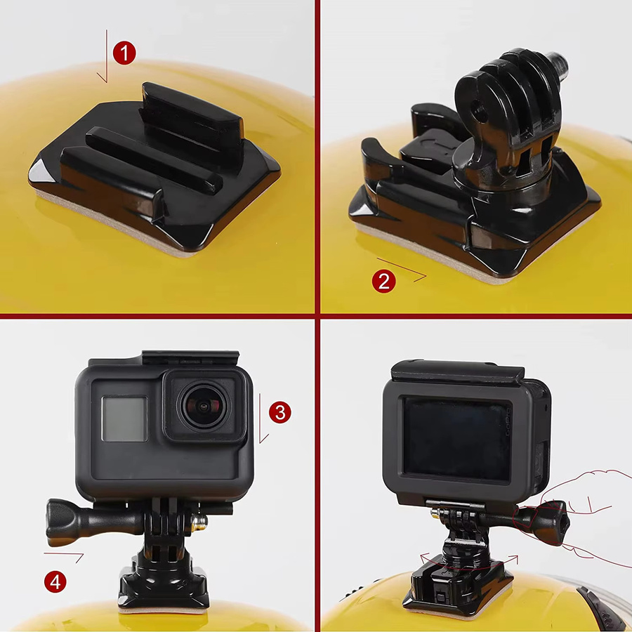 360-Grad-Drehbare Schnellverschluss-Halterung mit Vertikalschwenkfunktion für DJI und GoPro Hero Kameras, Schwarz - Bild 5