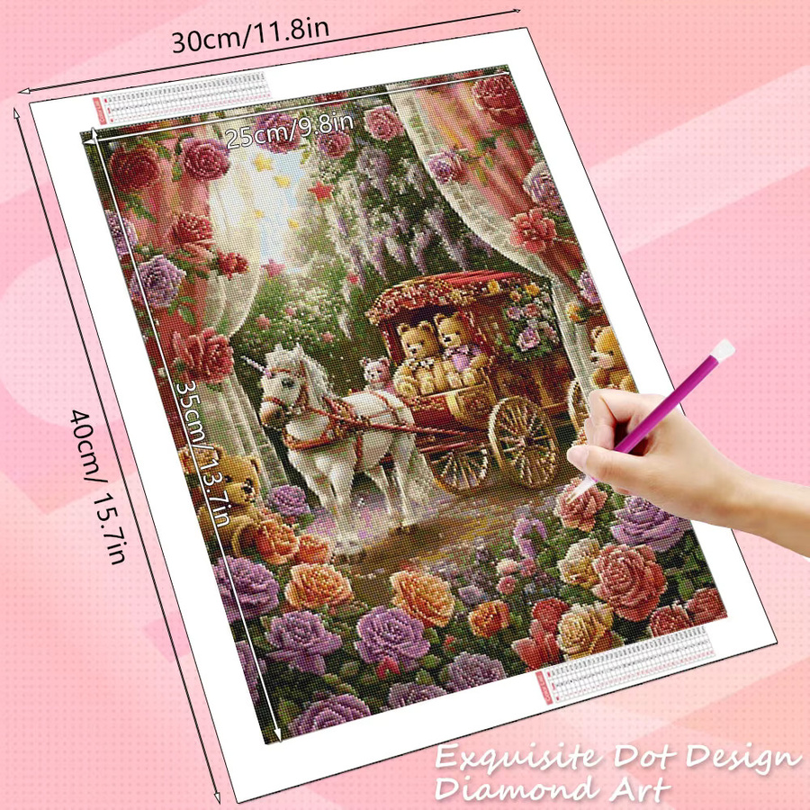HUACAN Diamant-Malerei-Set mit floralem Motiv in Multicolour, Diamant-Mosaik mit runden Strasssteinen, Breite: 30,0 cm, Tiefe: 30,0 cm, Höhe: 20,0 cm - Bild 2
