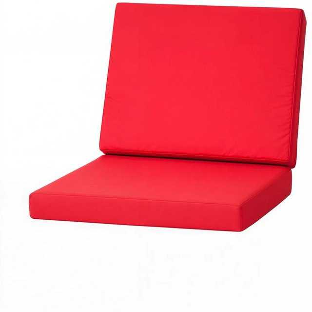 Setgarden Flat 2er Set Sitzkissen für Polyrattan Sessel in Rot mit abnehmbarem Bezug, Sitzkissen B: 50 cm, T: 52 cm, H: 7 cm und Rückenlehne B: 50 cm, H: 56 cm - Bild 1