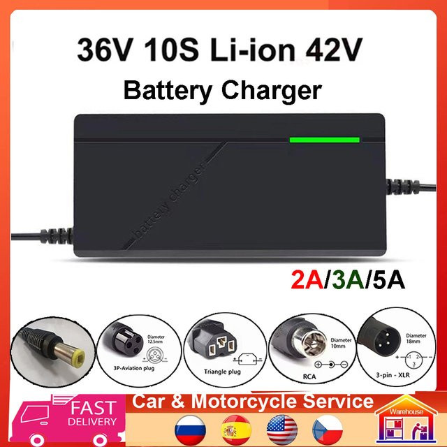 Lithium-Batterieladegerät für 36V Li-Ionen-Akkupacks von Auto und Motorrad, 42V 10s, Farbe: Schwarz - Bild 1
