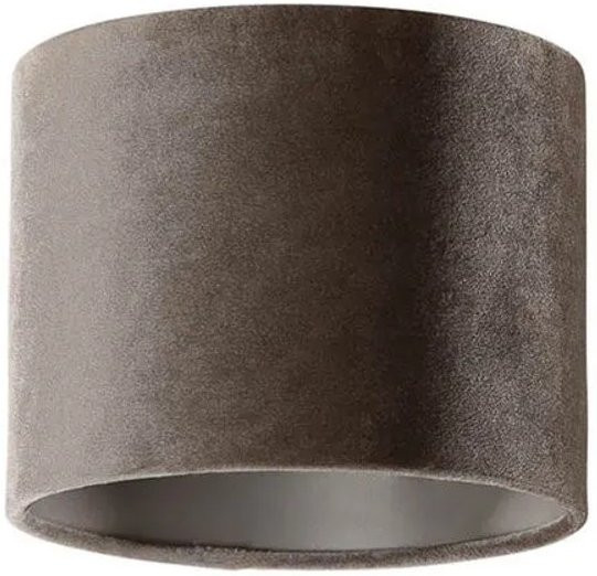 QAZQA Runder Samtlampenschirm in Beige und Braun mit E27 Fassung, Durchmesser: 18 cm, Höhe: 14 cm - Bild 1