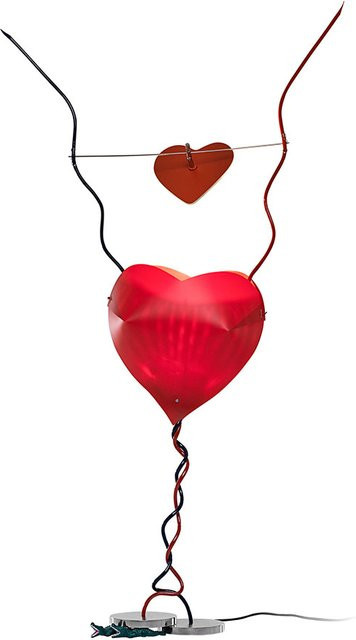 Ingo Maurer One From The Heart LED-Tischleuchte in Rot mit schwarzem Metalldesign und dimmbarer Funktion - Bild 1