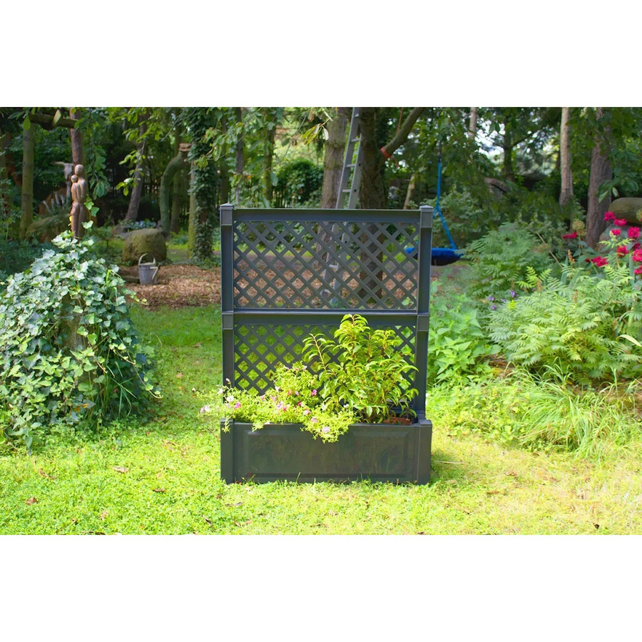 KHW Pflanzkasten Set mit Zentralspalier für Rankpflanzen, Anthrazit, B/T/H: 140 x 100 x 43 cm - Bild 2