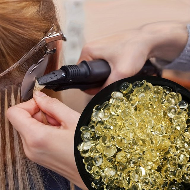 Keratin Kleber Granulat für Haar Extensions, Gelb - Bild 1