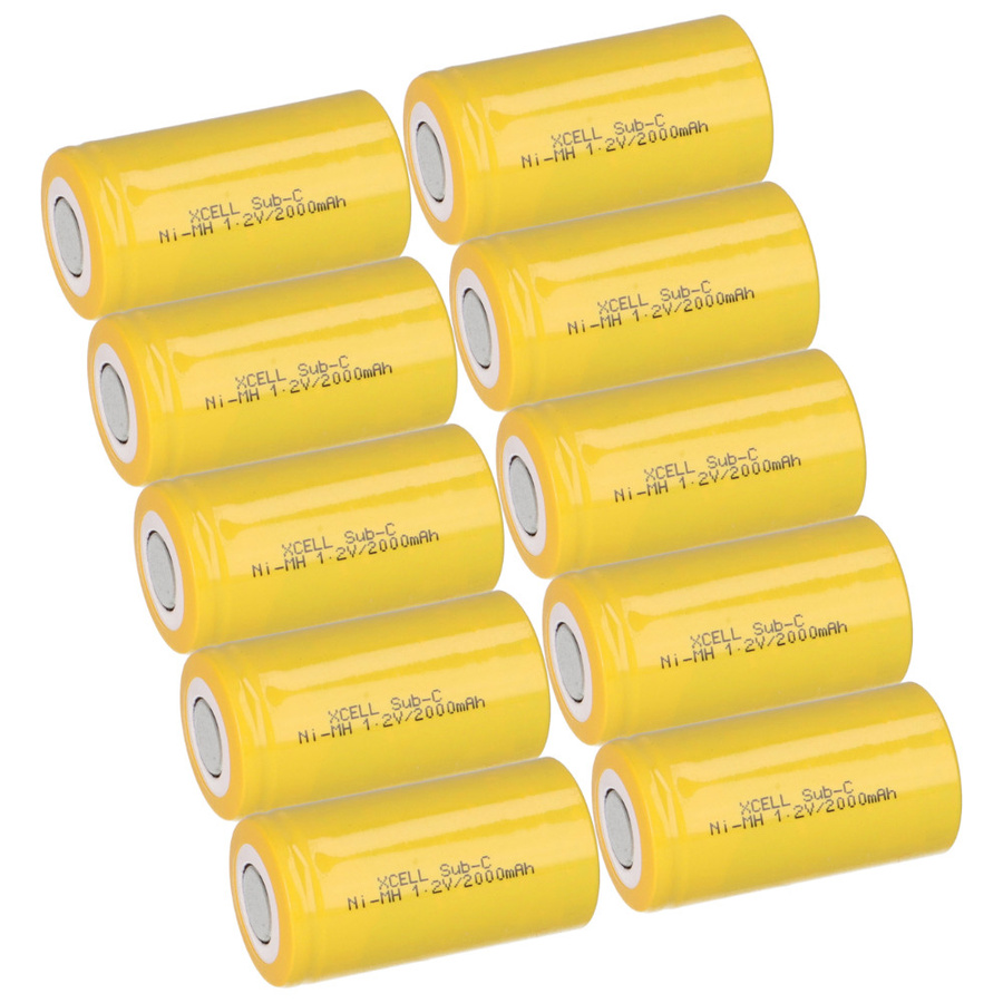 10x XCell Akku Sub-C 1,2V 2000mAh X2000SCR Hochstrom in Gelb - Bild 1