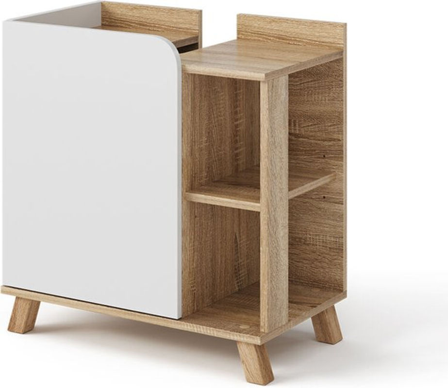 Vicco Waschtischunterschrank Karen modern in Weiß mit Türen und offenen Fächern, B/T/H: 60 x 35 x 65 cm - Bild 2