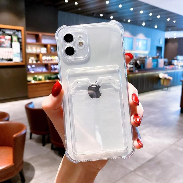 TUNEDEE Transparente Handyhülle mit Kartensteckplatz und Halter für iPhone 15 Plus, Weiche Brieftasche Abdeckung in Transparent - Bild 1