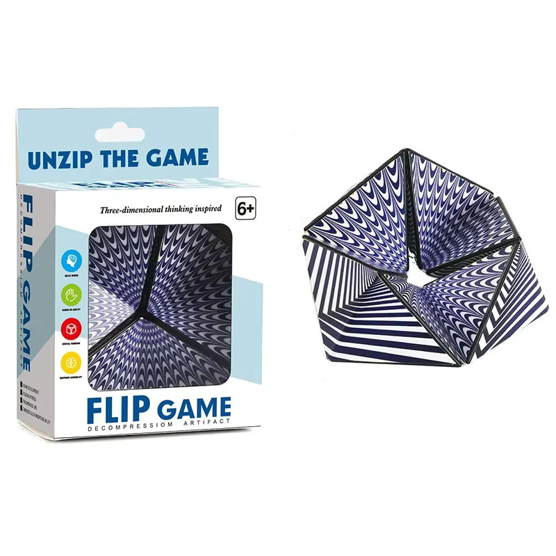 3D Unendlicher Flip-Zauberwürfel Fidget-Spielzeug, Visuelles Sensorisches Anti-Stress-Fingerspitzen-Puzzle - Bild 5