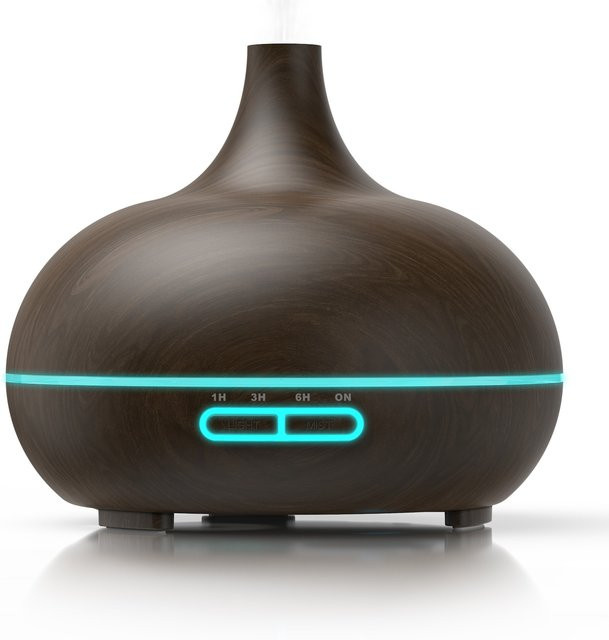 Arendo Aroma Diffuser Luftbefeuchter im Holz Design mit LED und Timer Funktion, Dunkelbraun, 300 ml - Bild 1