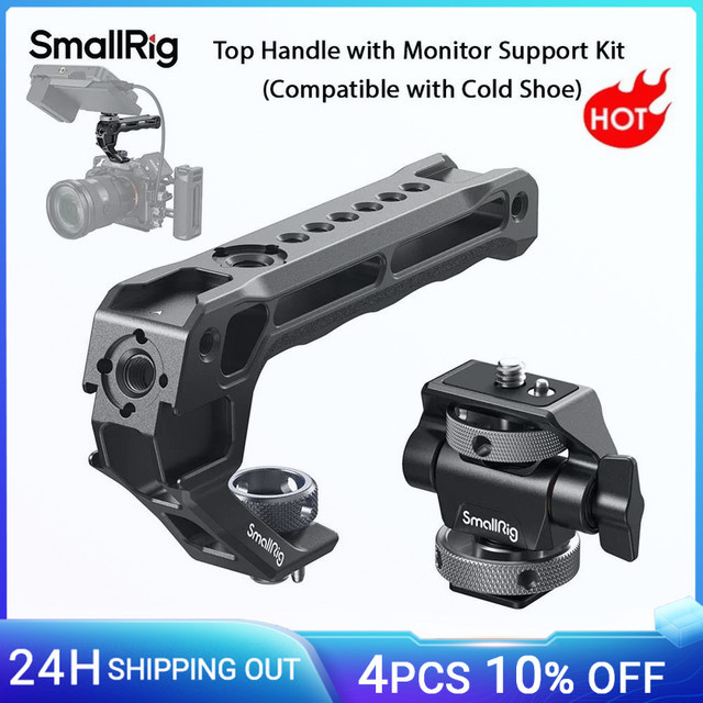 SmallRig Top Handle mit Monitor Support Kit in Schwarz für DSLR-Kameras mit Cold Shoe für Mikrofon, Videoleuchten und Monitore 5322 - Bild 1