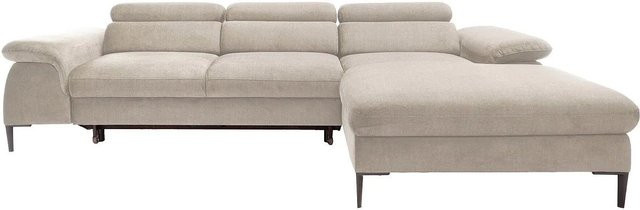 Schlafsofa Sepina von Pascal Morabito in Beige mit L-Form und Samtbezug, Breite: 288 cm - Bild 1
