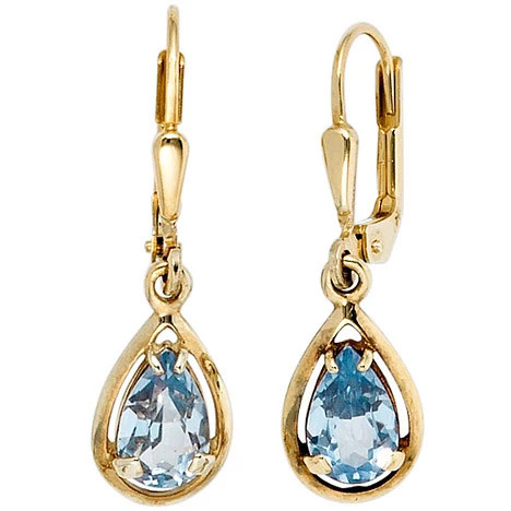 Colfem Ohrringe, 333 Gelbgold, Spinell, hellblau, Damen - Bild 1