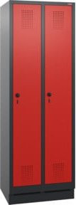 Stier Garderobenschrank aus Metall mit 2 Abteilen in Anthrazitgrau und Rot, B/T/H: 180 x 61 x 50 cm - Bild 1