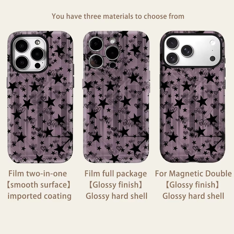 Lilac Star Magnetische Handyhülle für iPhone 17 16 15 14 13 Pro Max Plus in Purple, robuste Doppel-Schicht-Schutzhülle - Bild 2