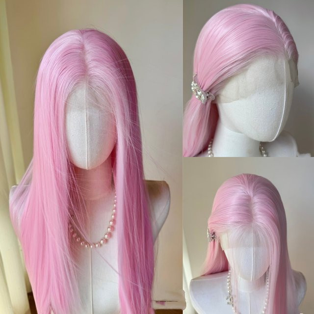 Ashely wigs Perücke für Damen, rosafarben, glatt, 66 cm, synthetisch - Bild 1