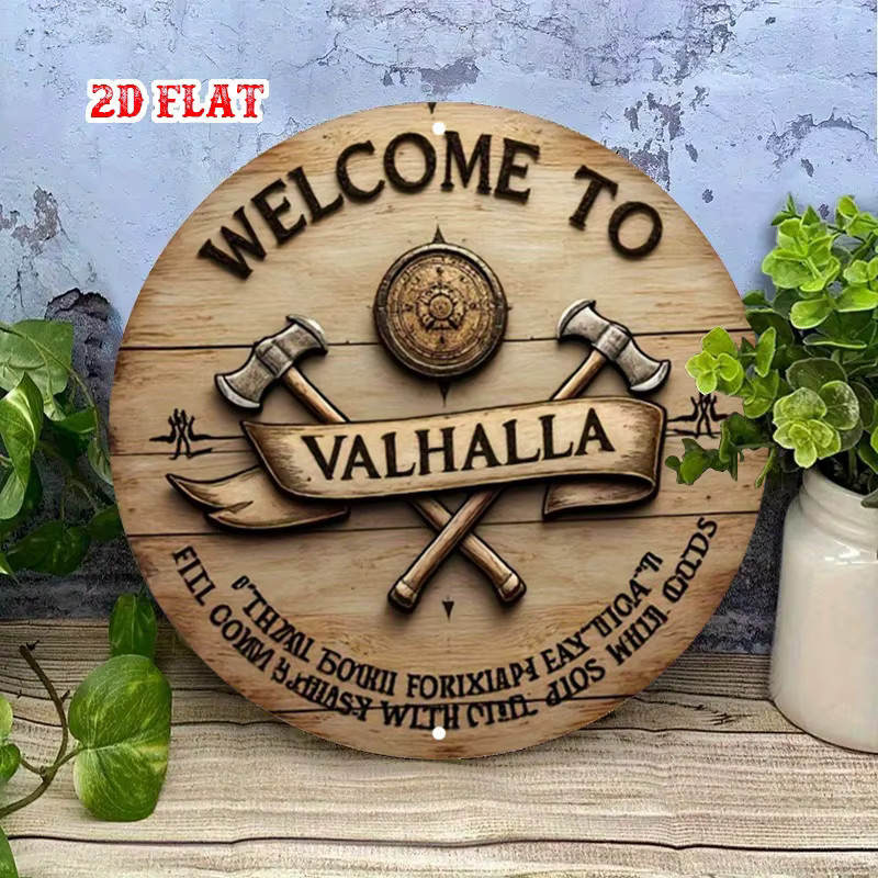 Potdemiel Wikinger-Valhalla Wanddekoration aus Metall in Braun mit Schild und Äxten Design, Durchmesser: 20 cm - Bild 3