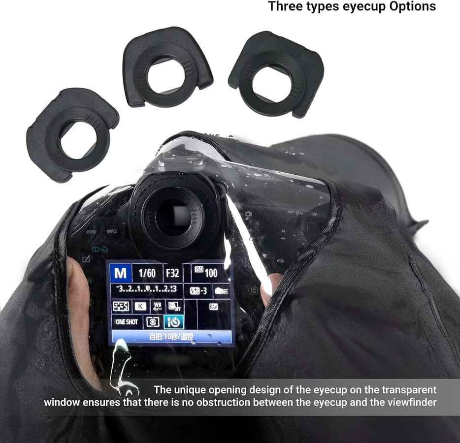 JJC Professioneller DSLR-Kamera-Regenschutz in Schwarz als Regenmantel und staubdichte Schutzhülle für Canon EOS 7D, Canon EOS 6D und Nikon D850 - Bild 2