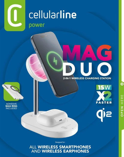 CellularLine MagSafe MAG DUO Qi2 Wireless Charger White - Bild 1