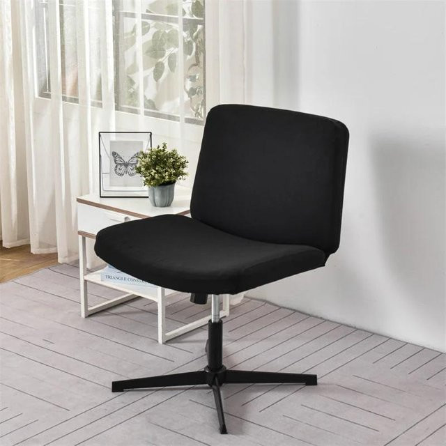 4er-Set Ärmellose Stuhlbezüge in Schwarz für Büroschreibtischstühle und Esszimmerstühle mit mittlerer Rückenlehne und breitem Sitz - Bild 1