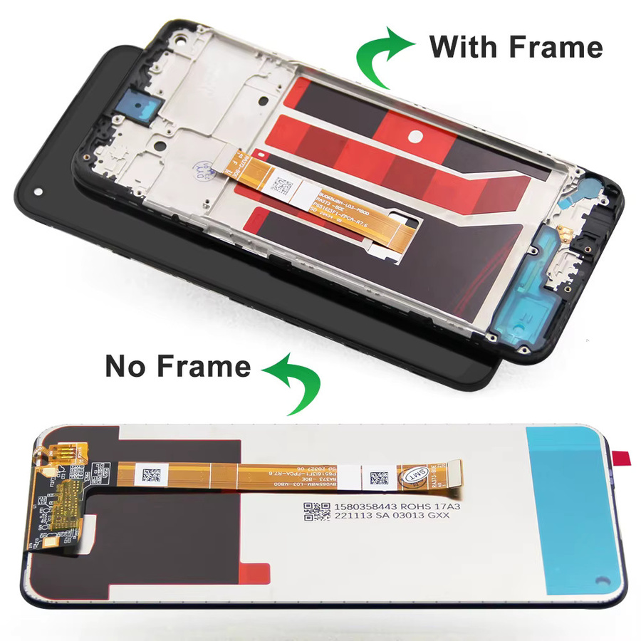 Oppo A53 4G Display mit Rahmen und Touchscreen Digitizer in Schwarz für CPH2127 - Bild 3
