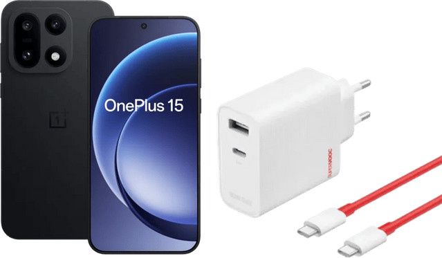 OnePlus 15 5G Smartphone 256GB Schwarz mit 120W SuperVOOC Ladegerät und USB-C-Kabel - Bild 1
