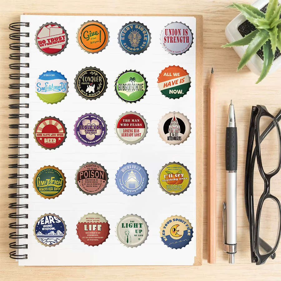 Wasserdichte PVC Aufkleber Set mit verschiedenen Motiven wie Kaffee, Motorrad und Landschaft für Notebooks und Skateboards, Mehrfarbig - Bild 3
