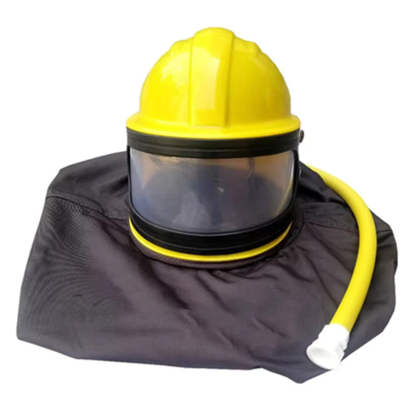 Gelbe Staubmaske mit Temperaturregelung aus ABS für Sandstrahlarbeiten und Helm-Schutz - Bild 2