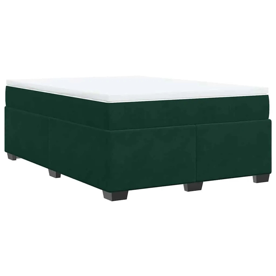 vidaXL Boxspringbett mit Matratze Dunkelgrün aus Samt, Hybridbett mit Taschenfederkern, B/T: 140 x 190 cm - Bild 2