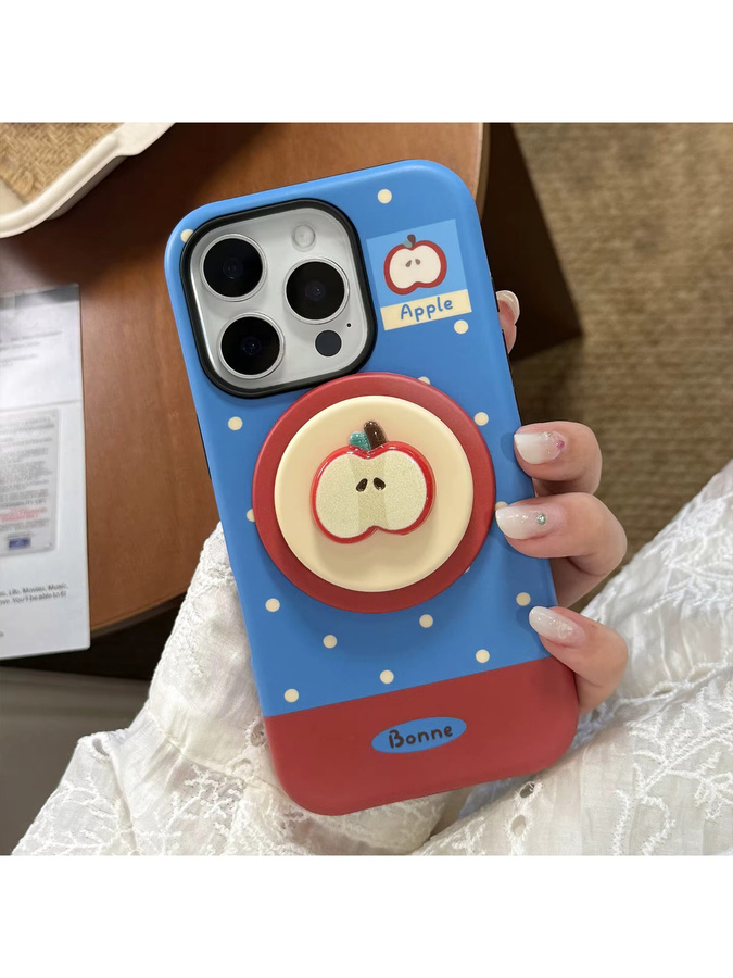 MUQGEW Magnetische iPhone Handyhülle mit Koreanischem Polka Dots Design und 3D-Sliced Apple Motiv, Stoßfeste Hardcover Schutzhülle für iPhone 11 12 13 14 15 16 Pro Max Mini, Mehrfarbig - Bild 6