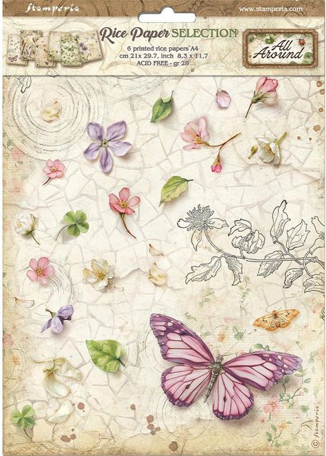 Stamperia Motiv-Strohseide All Around Sortiment, Multicolor, 6er-Set, DIN A4 - Bild 1