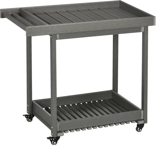 Outsunny Servierwagen aus Kunststoff in Dunkelgrau, modern und matt, B/H/L: 50 x 87 x 80 cm - Bild 1