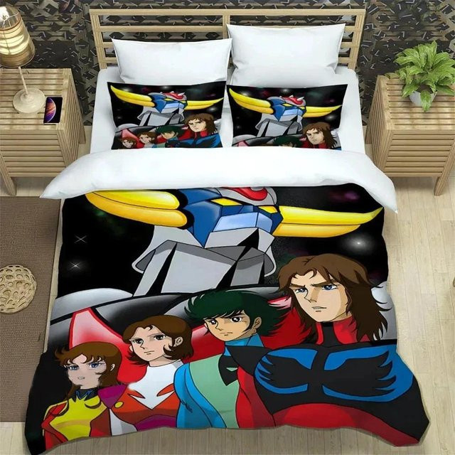 Ufo Robo Grendizer Goldorak Bettwäsche Set aus Mikrofaser mit Bettbezug und Kissenbezug, Farbe Schwarz, Breite: 135 cm, Länge: 200 cm - Bild 1