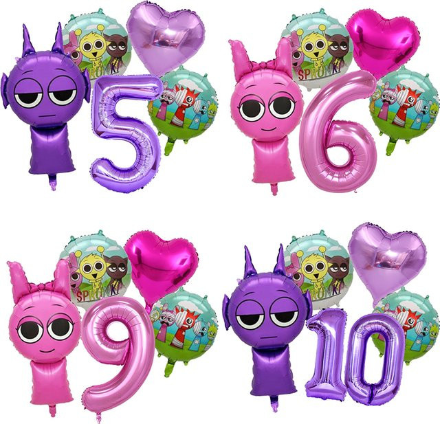 Sprunki Pinki Folienballons Set in Pink für Kindergeburtstage und Mädchen-Partys von Potdemiel - Bild 1