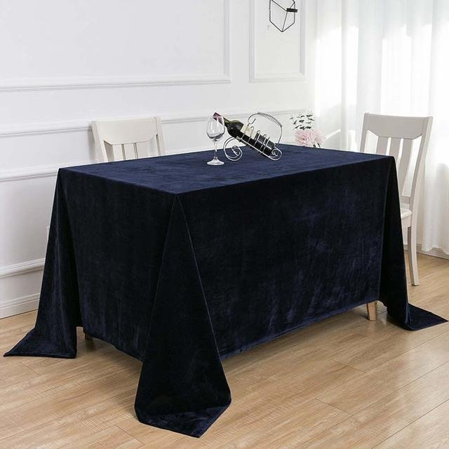 Elegante rechteckige Samttischdecke von Your Warm Home in Dunkelblau, waschbar, B/L: 160 x 100 cm - Bild 1