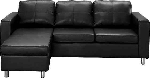 Vente-unique Sofa Ackley in Schwarz mit Kunstlederbezug und modernem L-Shape Design - Bild 1
