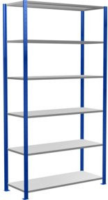 Schulte Grundregal Steckregal MULTIplus150 mit 6 Fachböden und Kreuzstrebe, Farbe: Enzianblau/Verzinkt, B/T/H: 250 x 130 x 50 cm - Bild 1
