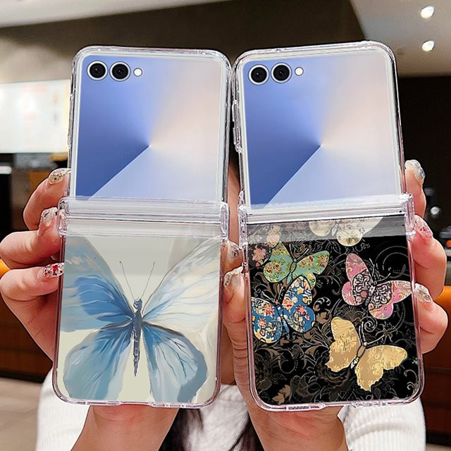 Transparente Handyhülle mit Schmetterlingsmuster für Samsung Galaxy Z Flip 7, 6, 5, 4, 3 5G aus hartem PC - Bild 1