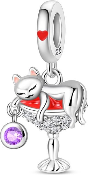 Anhänger Betrunkenes Kätzchen, 925 Silber, Zirkonia, Damen - Bild 1