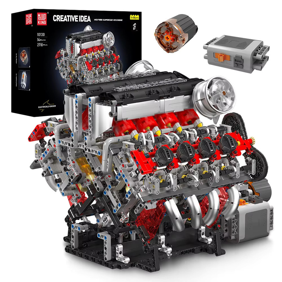 Mould King F488 Supercar V8 Motor, Baustein-Set, ab 14 Jahren - Bild 4