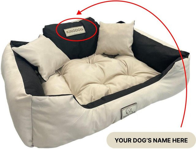 KINGDOG Hundebett Sofa mit personalisierbarem Namen, wasserdicht und wetterfest, B/T/H: 145 x 115 cm, hell - Bild 1