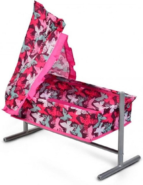 Puppenwiege Butterfly 9339 Moni in Pink mit Himmel und Rüschchen, B/T/H: 59 x 29,5 x 61 cm - Bild 1